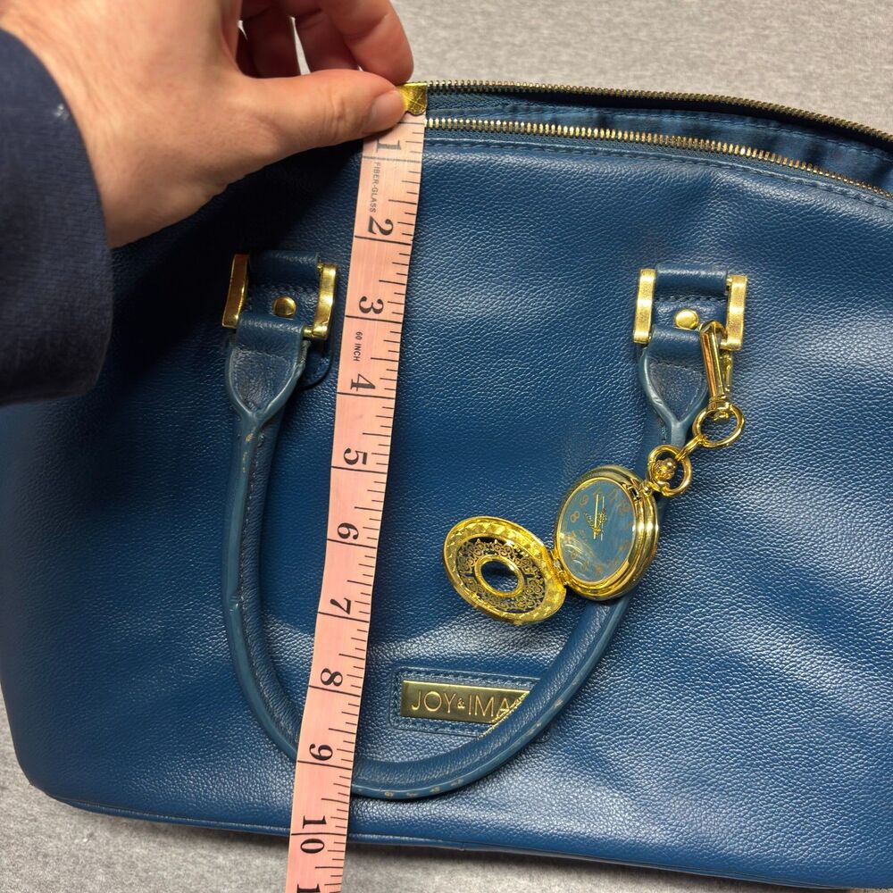 Joy & Iman Blue Joy & Iman Leather Satchel - Picture 10 of 11